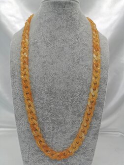 Trendige 2-in-1-Sonnenbrille/Halskette &ndash; Brillenband, Acryl-Gliederkette &ndash; L70 cm, Gelb-Melange