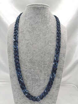 Trendige 2-in-1-Sonnenbrille/Halskette &ndash; Brillenband, Acryl-Gliederkette &ndash; L70 cm, Dunkelblau-Melange