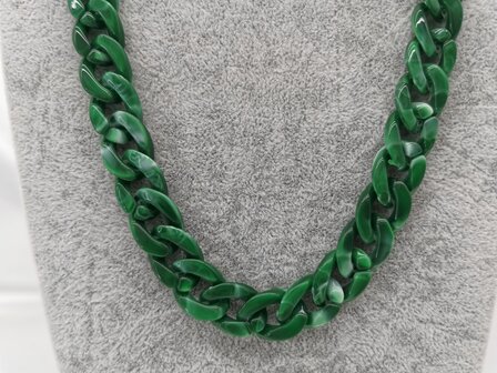 Trendy 2 in 1 Zonnebril / Ketting - Brillenkoord  Acryl schakelketting -L70 cm Groen gem&ecirc;leerd