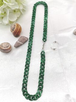 Trendy 2 in 1 Zonnebril / Ketting - Brillenkoord  Acryl schakelketting -L70 cm Groen gem&ecirc;leerd