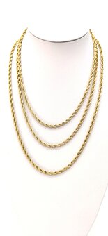 RVS Goudkleurige twisted koord ketting Lengte 60 cm