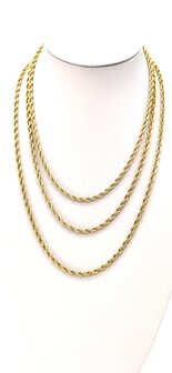 Edelstahl Goldfarbene Halskette aus gedrehter Kordel, L&auml;nge 50 cm