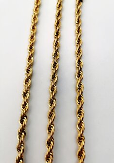 Edelstahl Goldfarbene Halskette aus gedrehter Kordel, L&auml;nge 45 cm