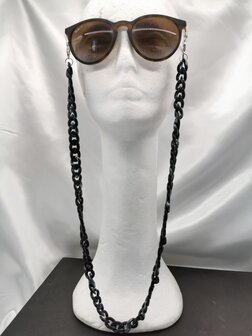 Trendige 2-in-1-Sonnenbrille/Halskette &ndash; Brillenband, Acryl-Gliederkette &ndash; L70 cm, Schwarz-Melange