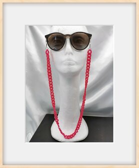 Trendige 2-in-1-Sonnenbrille/Halskette &ndash; Brillenband, Acryl-Gliederkette &ndash; L70 cm, Schwarz-Melange