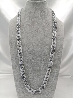 Trendige 2-in-1-Sonnenbrille/Halskette &ndash; Brillenband, Acryl-Gliederkette &ndash; L70 cm, Marmor-Melange