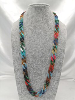 Trendige 2-in-1-Sonnenbrille/Halskette &ndash; Brillenband, Acryl-Gliederkette &ndash; L70 cm, Mehrfarben-Melange