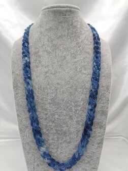 Trendy 2 in 1 Zonnebril / Ketting - Brillenkoord  Acryl schakelketting -L70 cm Blauw gem&ecirc;leerd