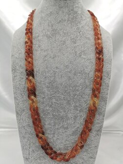 Trendy 2 in 1 Zonnebril / Ketting - Brillenkoord  Acryl schakelketting -L70 cm Bruin gem&ecirc;leerd