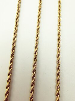 RVS Goudkleurige twisted koord ketting Lengte 50 cm