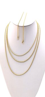Edelstahl Goldfarbene Halskette aus gedrehter Kordel, L&auml;nge 45 cm