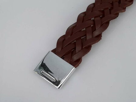 Leder braun breites Doppel geflochtenes Armband mit Magnetverschluss.