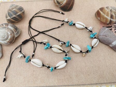 Set: Armband + Enkelbandje Bohemian met turquoise edelsteen.