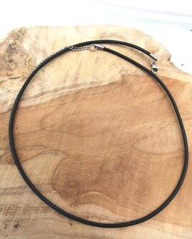 Leren Koord Ketting Zwart D3 mm