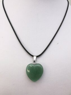 Ketting met Groene Aventurijn, edelsteenhanger, Hartje