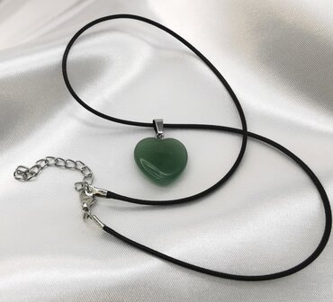 Ketting met Groene Aventurijn, edelsteenhanger, Hartje