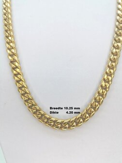 Edelstahl-Halskette mit goldfarbenen kubanischen Gliedern.