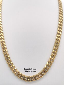 Edelstahl-Set Halskette mit Armband goldfarbenes Gourmet-Glied Br 9mm.