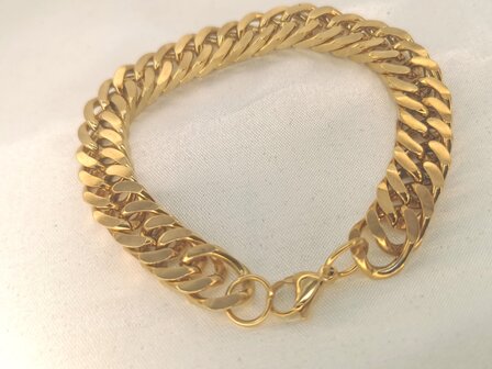 RVS armband goudkleurig Cubaanse schakel br 11.5 mm