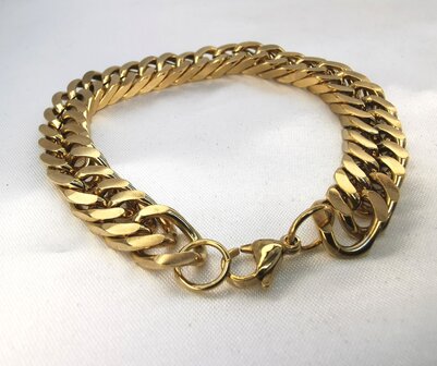 Edelstahl-Armband, goldfarbenes kubanisches Glied, Breite 11,5 mm