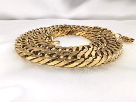Edelstahl Halskette, goldfarbenes kubanisches Glied, Breite 11,5 mm