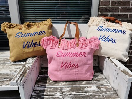 Ibiza / bohemian style Shopping - schouder - Strandtas in 3 kleur.