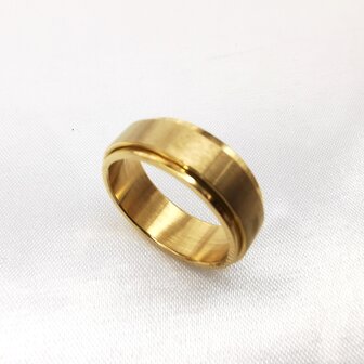 Goldfarbener Anti-Stress-Ring aus Edelstahl mit geb&uuml;rstetem Oberring, Box 36 St&uuml;ck