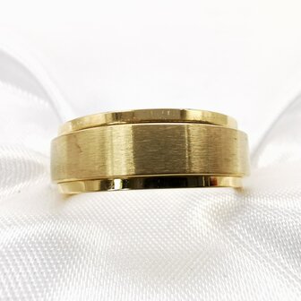 Goldfarbener Anti-Stress-Ring aus Edelstahl mit geb&uuml;rstetem Oberring, Box 36 St&uuml;ck