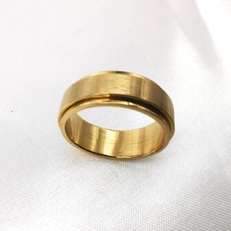 Goldfarbener Anti-Stress-Ring aus Edelstahl mit geb&uuml;rstetem Oberring, Box 36 St&uuml;ck