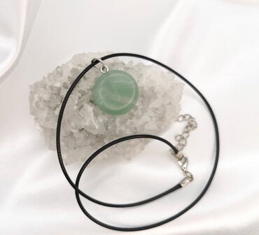 Ketting met Groene Aventurijn, edelsteenhanger, Rond