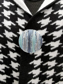 Magneet broche, rond, Blauw, strass steentjes, &Oslash; 38 mm.