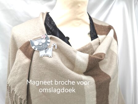 Magneet broche - Lapjeskat - voor omslagdoek, sjaal en vest om te sluiten.