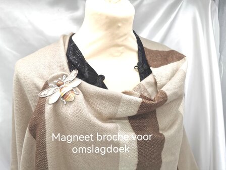 Magneet broche - 3D - bijen - Geel/bruin - voor omslagdoek, sjaal en vest om te sluiten.