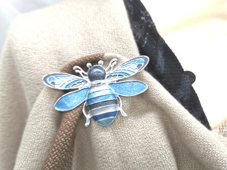 Magnetbrosche - 3D - Bienen - Blau/Silber - zum Verschlie&szlig;en von Schal, Schal und Strickjacke.