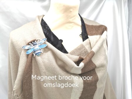 Magnetbrosche - 3D - Bienen - Blau/Silber - zum Verschlie&szlig;en von Schal, Schal und Strickjacke.