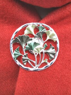 Magneet broche, Design, Lotus bladeren, Groen kleur, &Oslash; 45 mm.