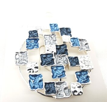 Magneet broche, Design, Mondriaans, blauw kleur, &Oslash; 45 mm.