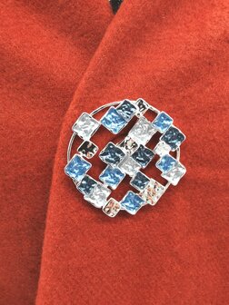 Magneet broche, Design, Mondriaans, blauw kleur, &Oslash; 45 mm.