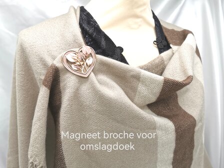 Magnetbrosche elegantes Herzgold mit brauner Farbe f&uuml;r Schal, Schal und Strickjacke