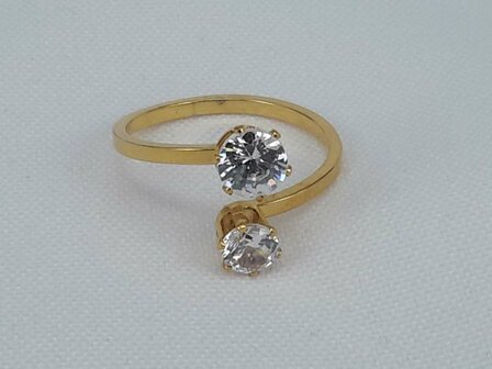 Edelstahl Ringe Goldfarbe doppelt zirkonia.