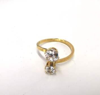 Edelstahl Ringe Goldfarbe doppelt zirkonia.