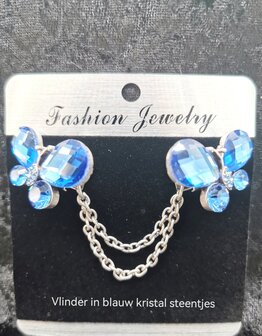 Clips mit doppelter Kette, blaue facette Schmetterling