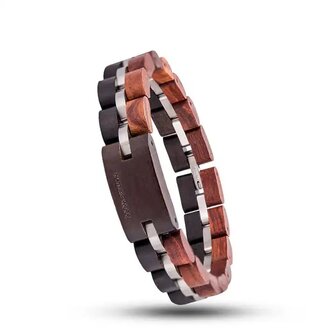 Black Sandalwood &amp; mahonie armband met RVS tussenschakels