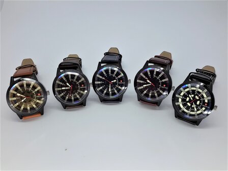 FabSuna horloge, Skai band, pendelwijzers, gespsluiting, 5 kleuren