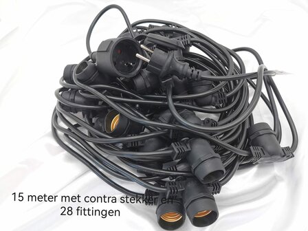 Party Kabel, 15 mtr 28 fassungen + kupplung