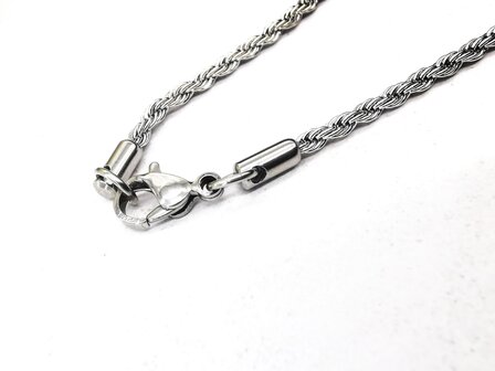 RVS zilverkleurig Twisted koordketting L 50 cm x D 4mm