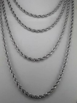 RVS zilverkleurig Twisted koordketting L 50 cm x D 4mm