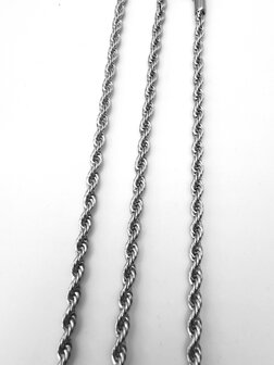 RVS Zilverkleurige twisted armband, 18-20-22 cm