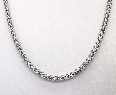 RVS zilverkleurig vossenstaart schakel ketting 60 cm x D 4 mm