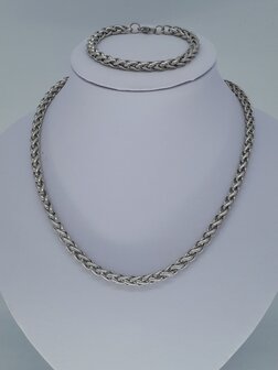 Geflochtene Halskette mit Armband &ndash; Foxtail Link &ndash; Edelstahl Edelstahl